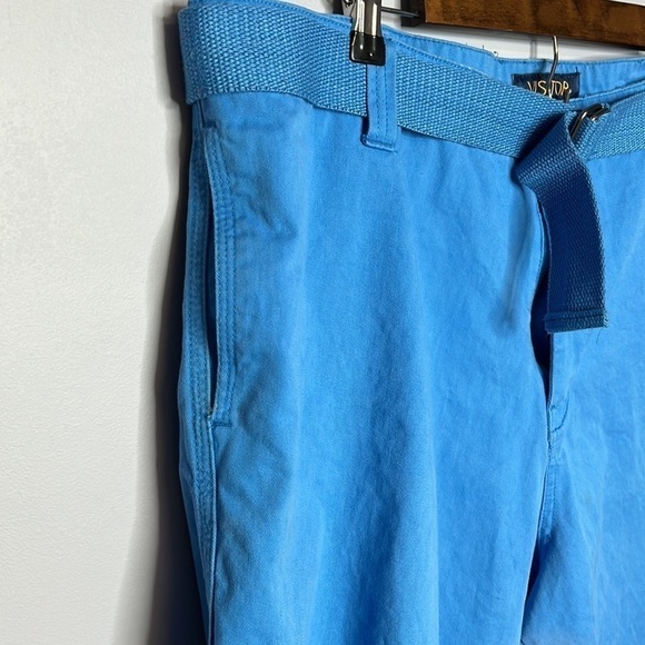 VISITOR BLUE SIZE 40 FLAT FRONT COTTON SHORTS - Picture 2 of 6